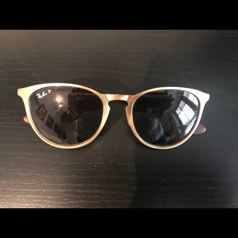 Ray-Ban Polarized brushed gold sunglasses